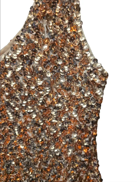 Tea n Rose Rose Gold Sequin Mini Dress Sz. M - Picture 5 of 7